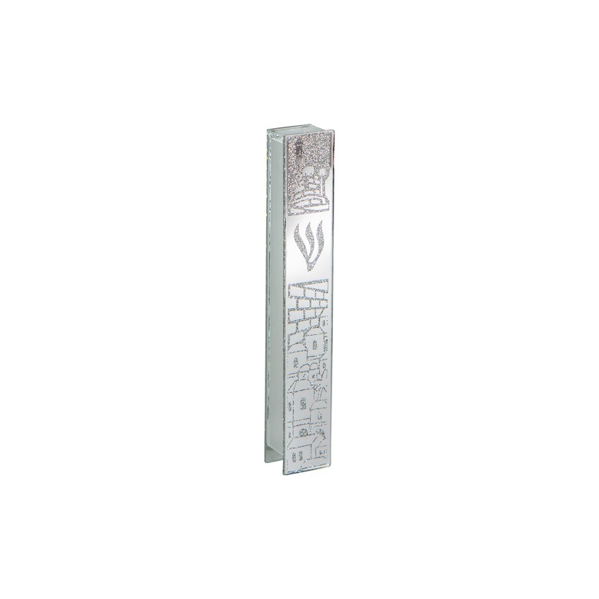 Mezouza Métal Avec Parchemin - Décoration De Porte Religieuse, Alliage Zinc, 10,5 Cm, Bleu