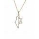 COLLIER PENDENTIF CARTE ISRAEL/MAGUEN DAVID