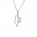 COLLIER PENDENTIF CARTE ISRAEL/MAGUEN DAVID